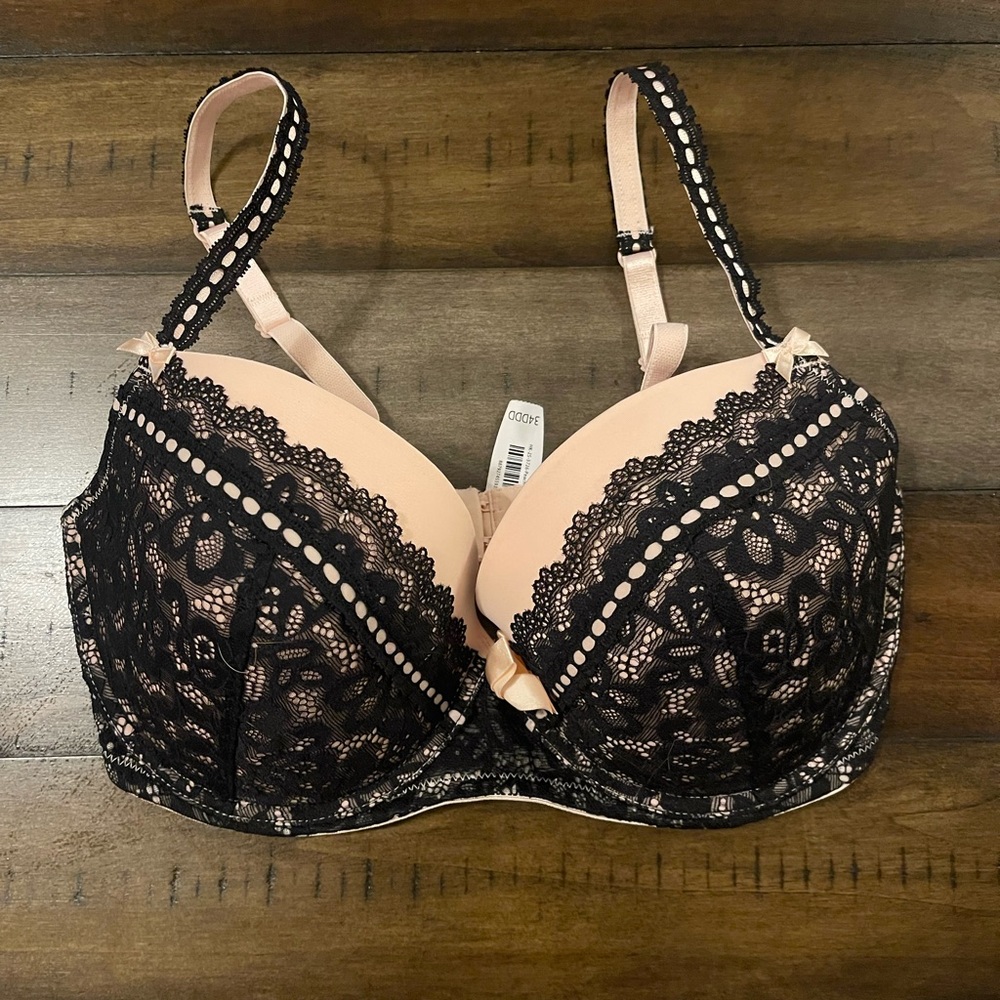 NWT Adore Me Pink/Black Lace Bra